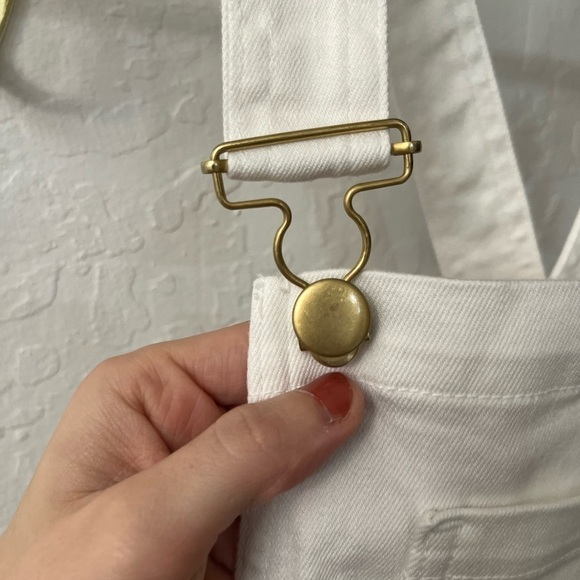 SSO BY Danielle Second Skin Overalls WeWoreWhat White Denim Overalls Gold - Picture 16 of 16